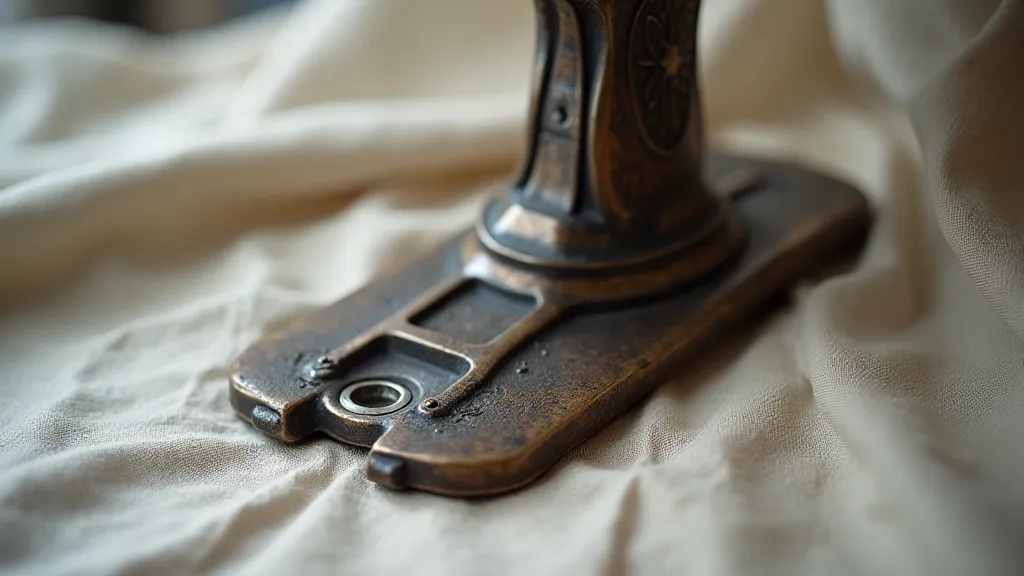 Close-up of an antique blind hem foot