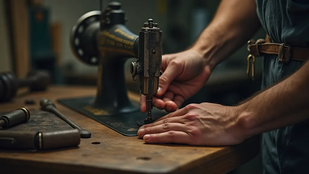 Craftsman shaping a vintage sewing machine foot