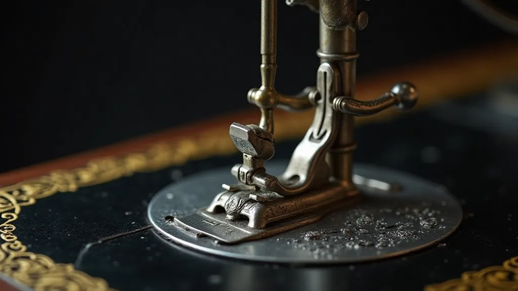 Detailed view of an antique sewing machine foot