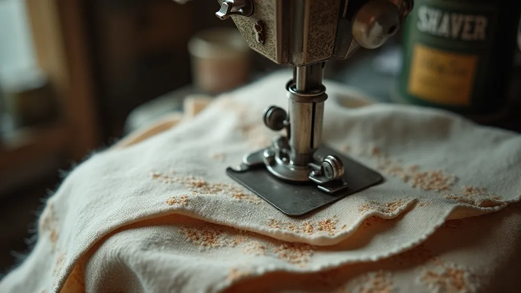 Sewing machine foot with antique fabric