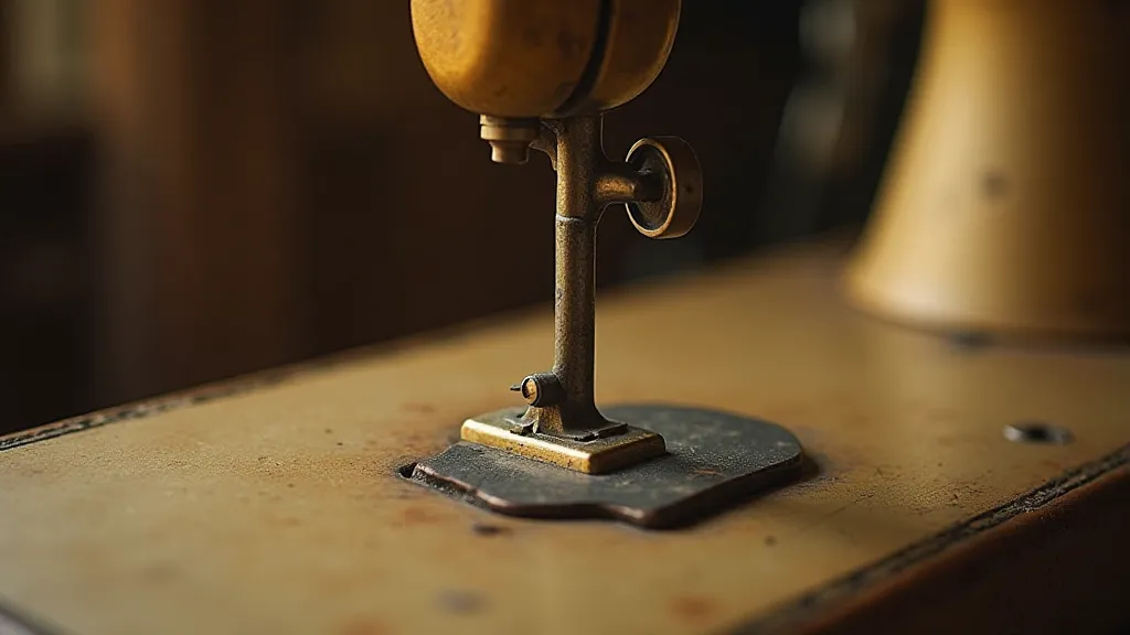 Vintage sewing machine foot on an antique sewing machine