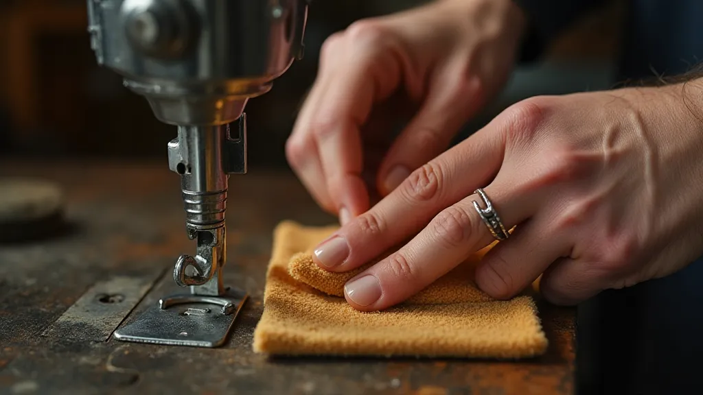 Craftsman polishing a vintage sewing machine foot
