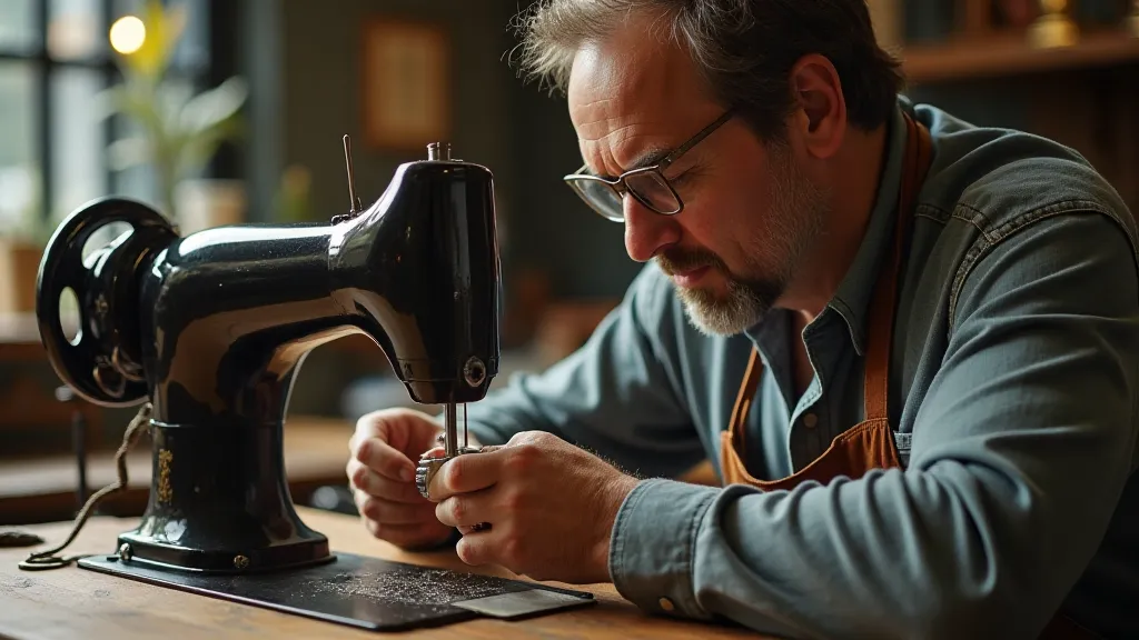 Craftsman restoring a vintage sewing machine foot