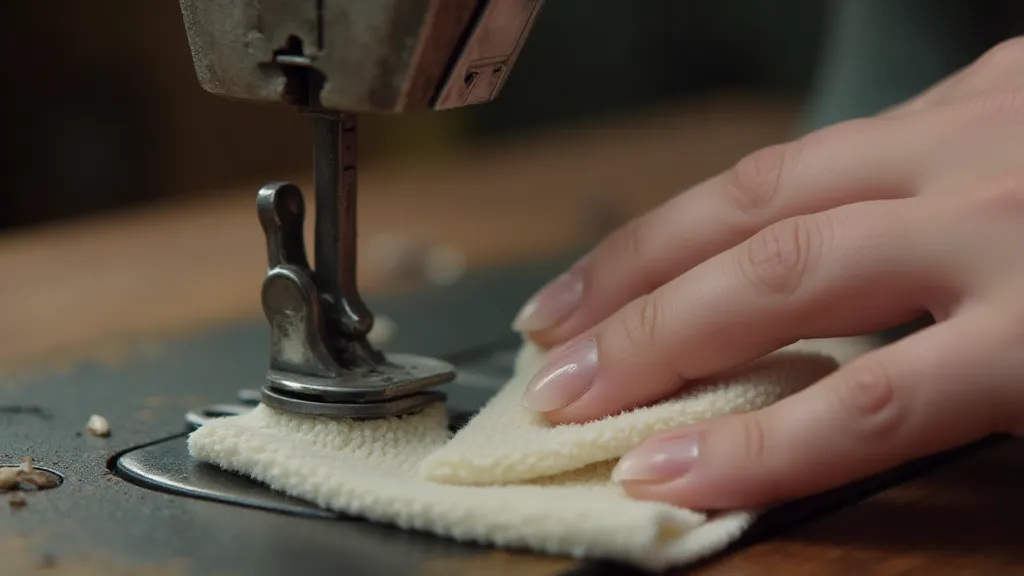 Hand polishing an antique sewing machine foot