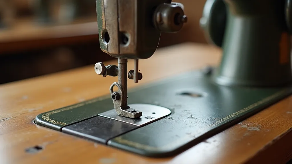 Vintage sewing machine with new foot installed
