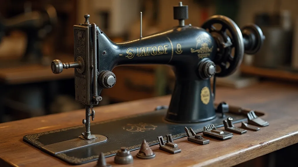 Vintage Singer sewing machine with antique feet